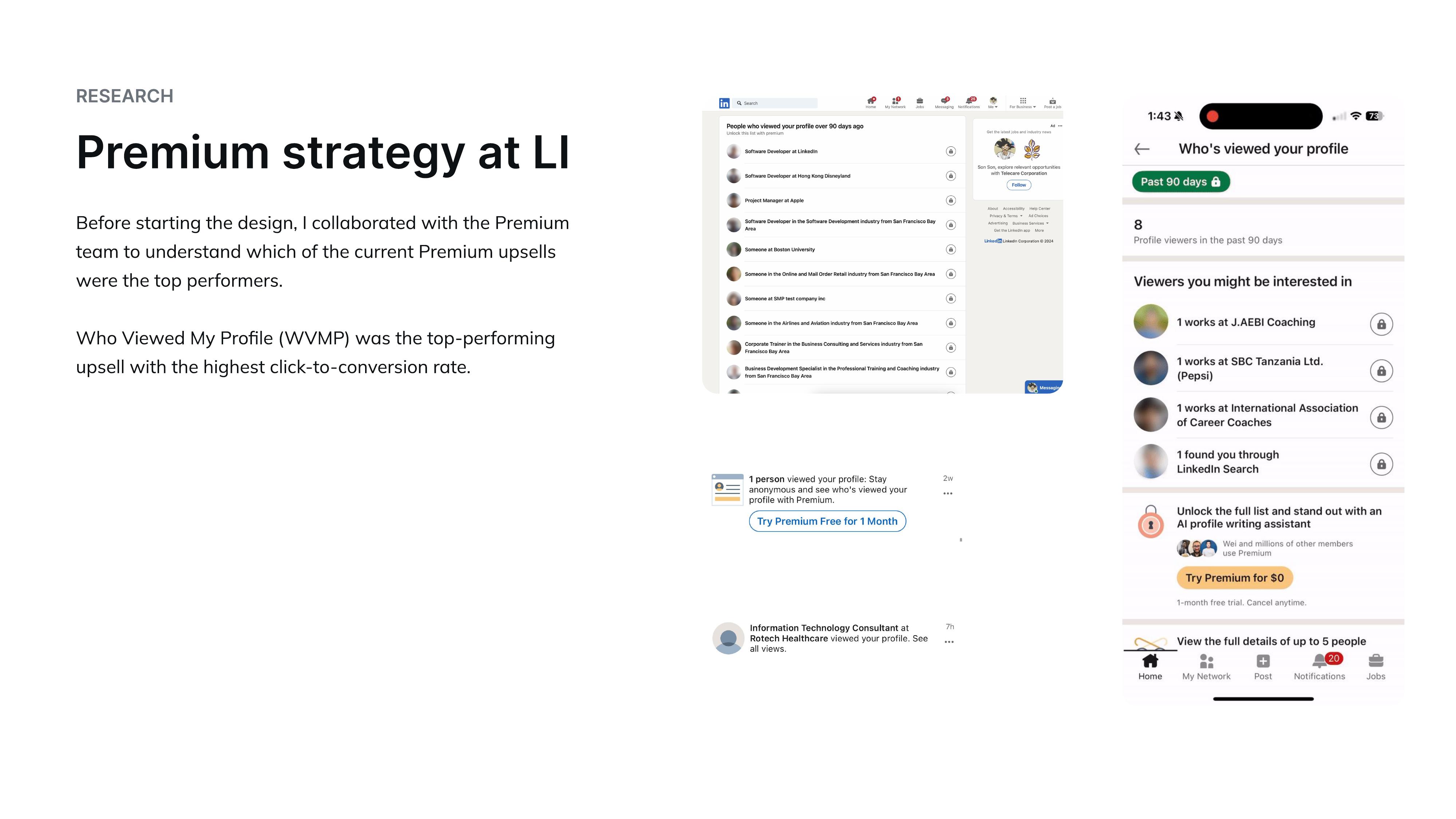Premium strategy at LinkedIn — Who Viewed My Profile as the reference model